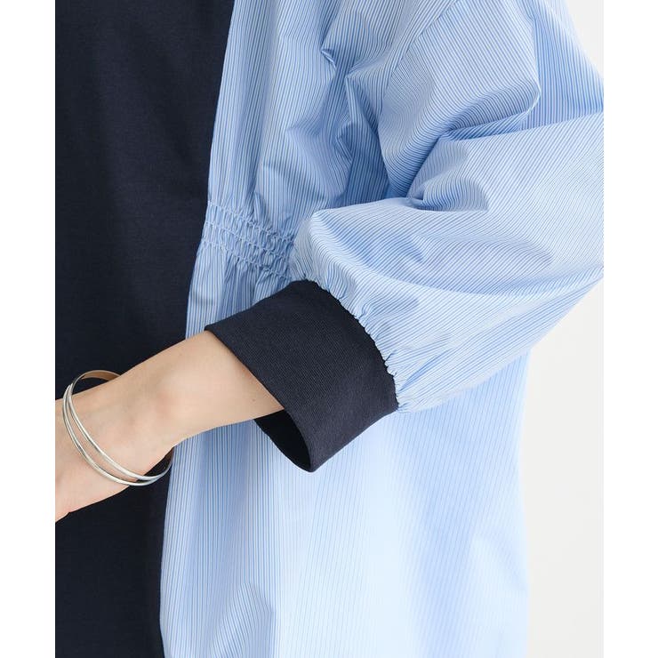 7分袖サイドシャーリングドッキングプルオーバー | Green Parks  | 詳細画像12 