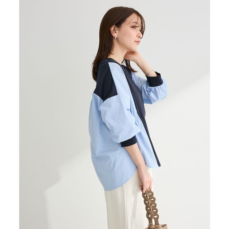 7分袖サイドシャーリングドッキングプルオーバー | Green Parks  | 詳細画像6 