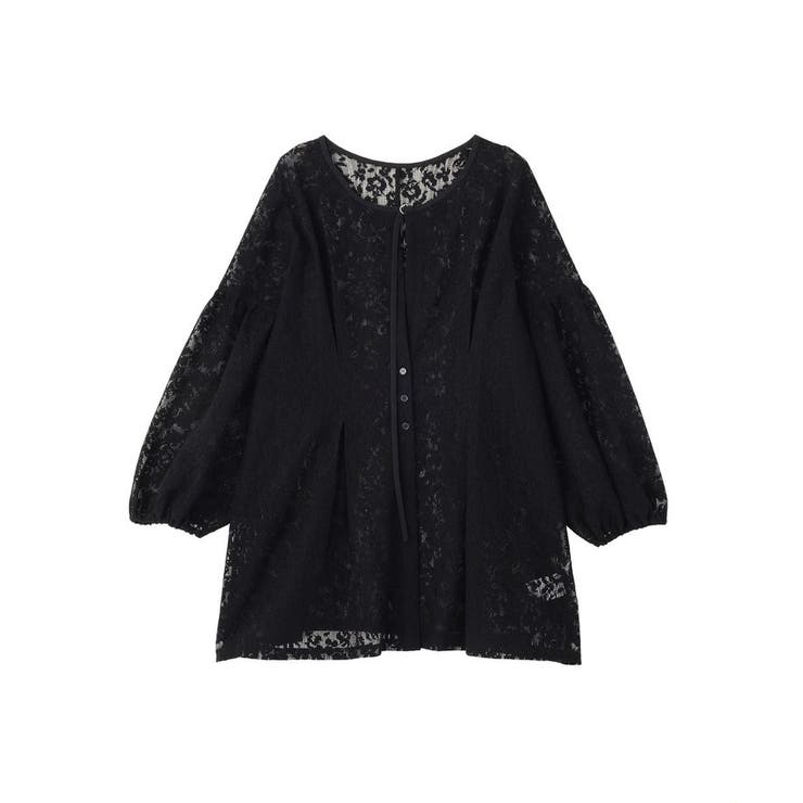 ブラック | メッシュレースタック入りプルオーバー | Green Parks 