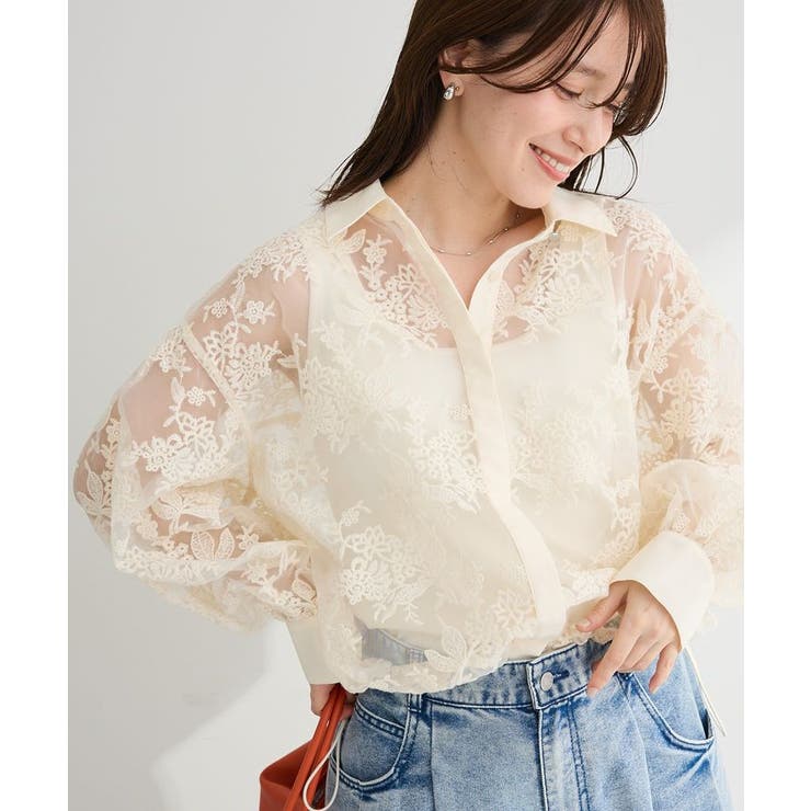 オーガン刺繍比翼シャツ | Green Parks  | 詳細画像1 