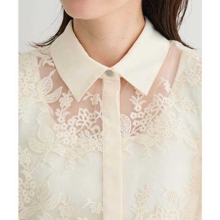 オーガン刺繍比翼シャツ | Green Parks  | 詳細画像10 