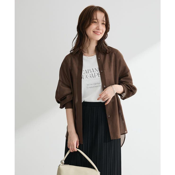 ブラウン | バックツイストシアーシャツ | Green Parks 