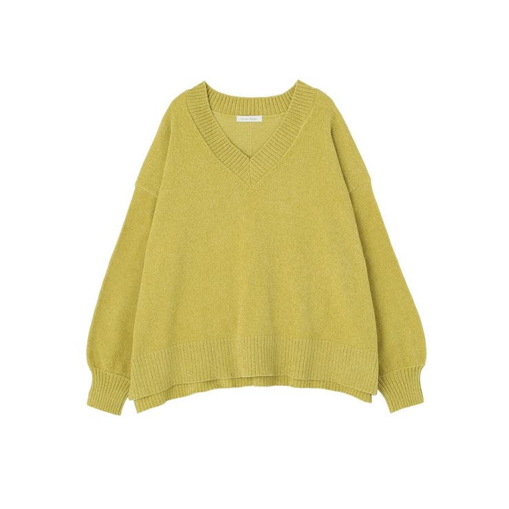 ライムグリーン | 【WEB限定カラーあり】モールVネックニットプルオーバー | Green Parks 