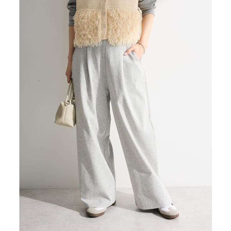 杢グレー | タックワイドスウェットパンツ | Green Parks 