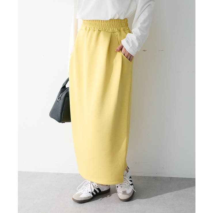 イエロー | ウエストタックIラインカットスカート | Green Parks 