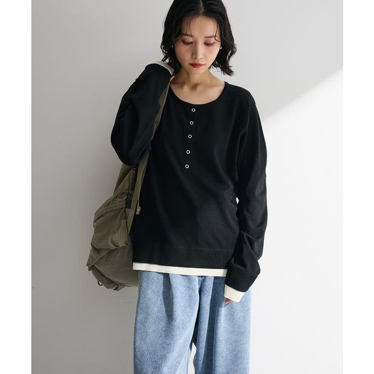 ヘンリーネックレイヤードニットプルオーバー | Green Parks  | 詳細画像11 