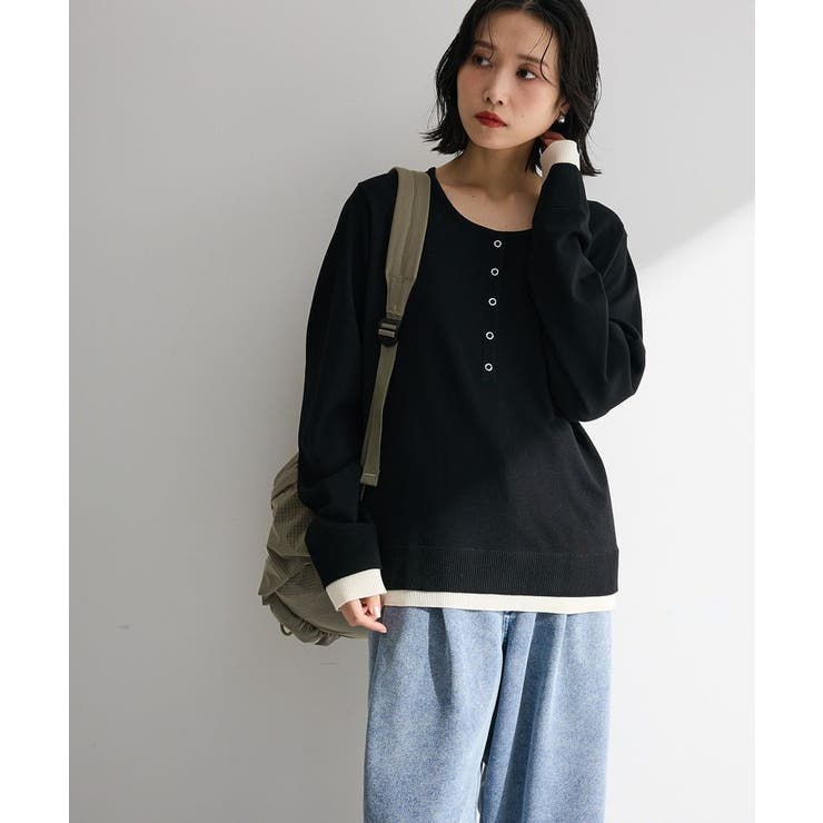 ヘンリーネックレイヤードニットプルオーバー | Green Parks  | 詳細画像12 