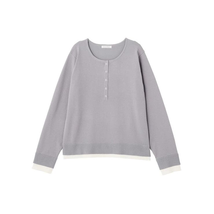 グレー | ヘンリーネックレイヤードニットプルオーバー | Green Parks 