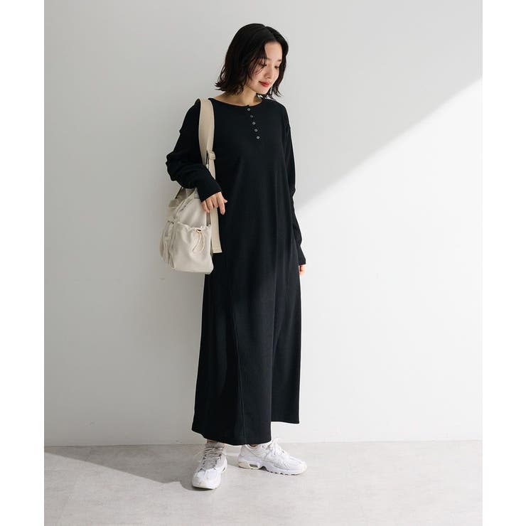 ブラック | ヘンリーネックワンピース | Green Parks 