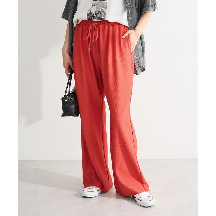 レッド | セルフカットリブパンツ | Green Parks 