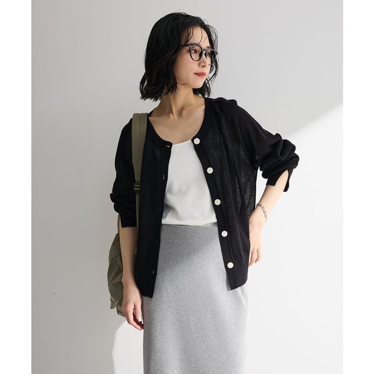 ブラック | ポケッタブルUVカットニットカーディガン | Green Parks 