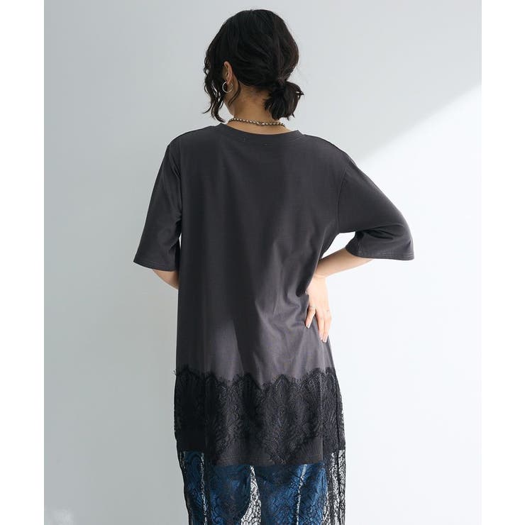裾レースドッキングカットロゴチュニック[品番：GRPW0048477
