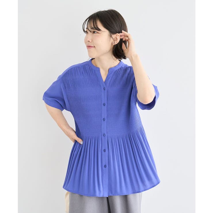 パープル | マジョリカプリーツスキッパーブラウス | Green Parks 