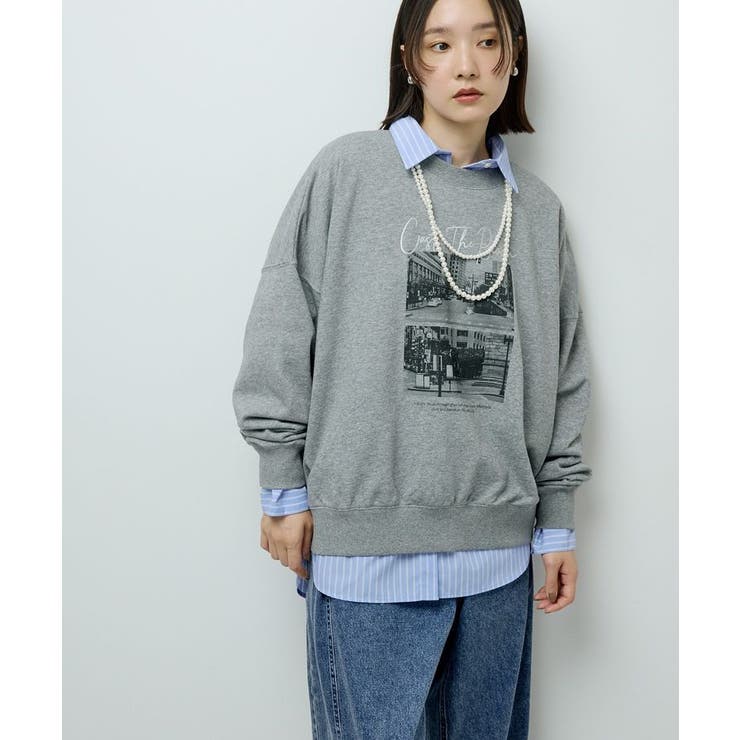 杢グレー | オーバーサイズロゴ裏毛プルオーバー | Green Parks 