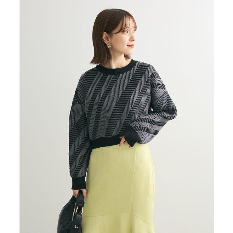 チャコールグレー | ・ELENCARE DUE ジャカードショートニット | Green Parks 