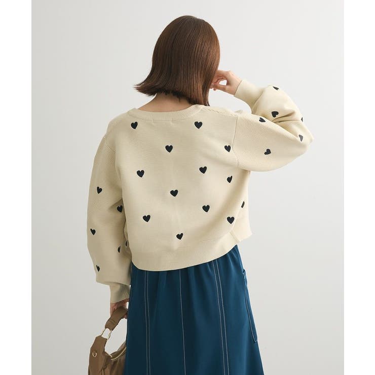 swing by ハート刺繍ニットカーディガン[品番：GRPW0046643]｜Green