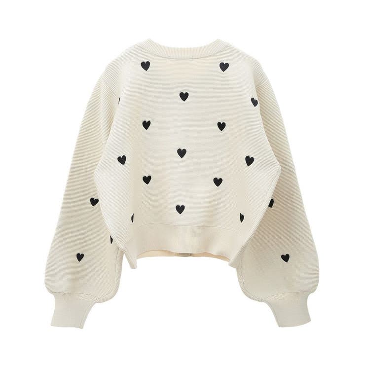 swing by ハート刺繍ニットカーディガン[品番：GRPW0046643]｜Green