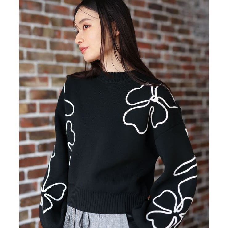 ELENCARE DUE コード刺繍花柄ニット[品番：GRPW0046915]｜Green Parks