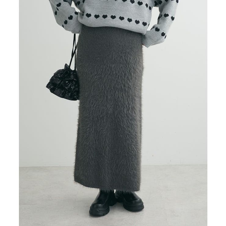 チャコールグレー | ・Petit Fleur シャギーニットスカート | Green Parks 