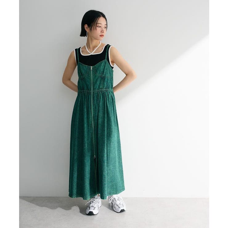SUGAR SPOON コルセットデニムキャミワンピ[品番：GRPW0048220]｜Green