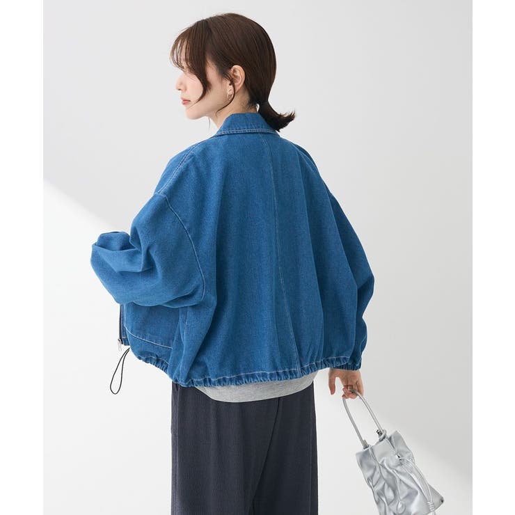 ELENCARE DUE デニムステンカラーブルゾン[品番：GRPW0048154]｜Green 