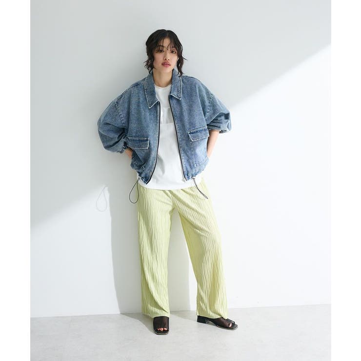 ELENCARE DUE デニムステンカラーブルゾン[品番：GRPW0048154]｜Green 