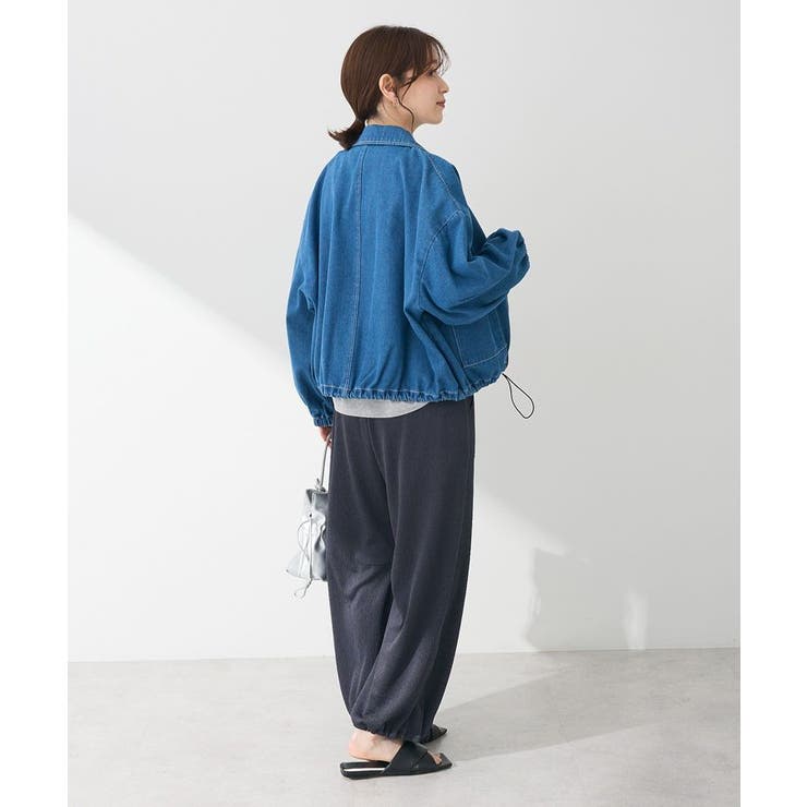 ELENCARE DUE デニムステンカラーブルゾン[品番：GRPW0048154]｜Green