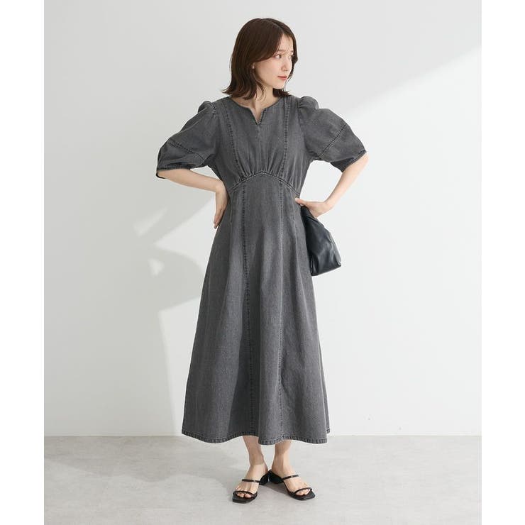 グリーンノート green nout デニム ロング ワンピース ウエストベルト グリーンノート green nout デニム ロング ワンピース ウエスト