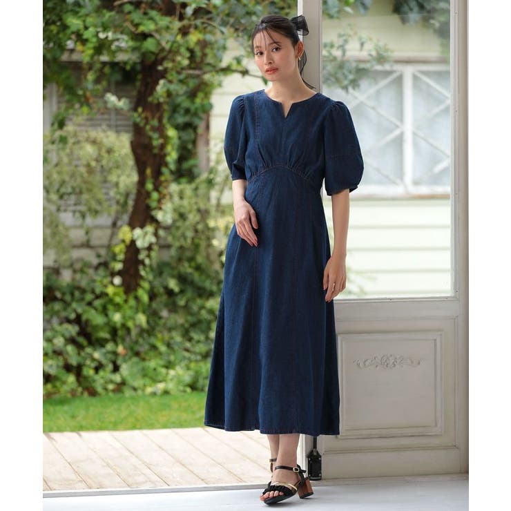 ELENCARE DUE デニム5分袖ワンピース[品番：GRPW0048387]｜Green Parks