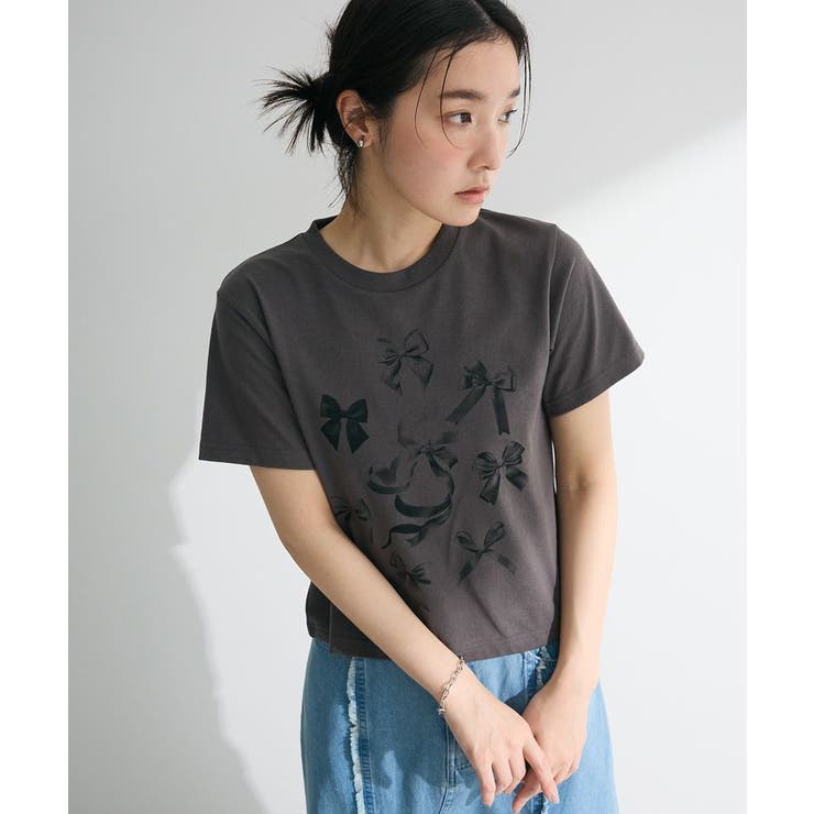 DOUBLE FLAGS リボンpt TEE[品番：GRPW0048723]｜Green Parks