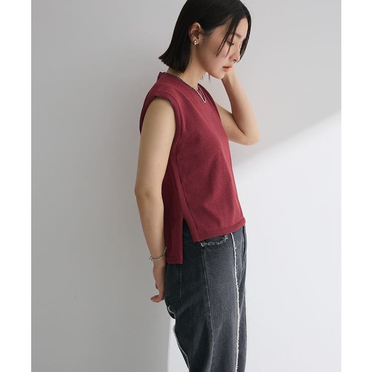 ボルドー | ・Petit Fleur ノースリリネンライクニット | Green Parks 