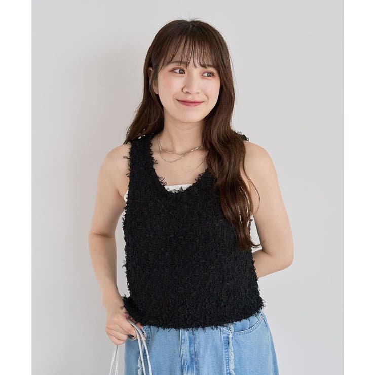 ブラック | ・swing by 2wayチュールヤーンベスト | Green Parks 