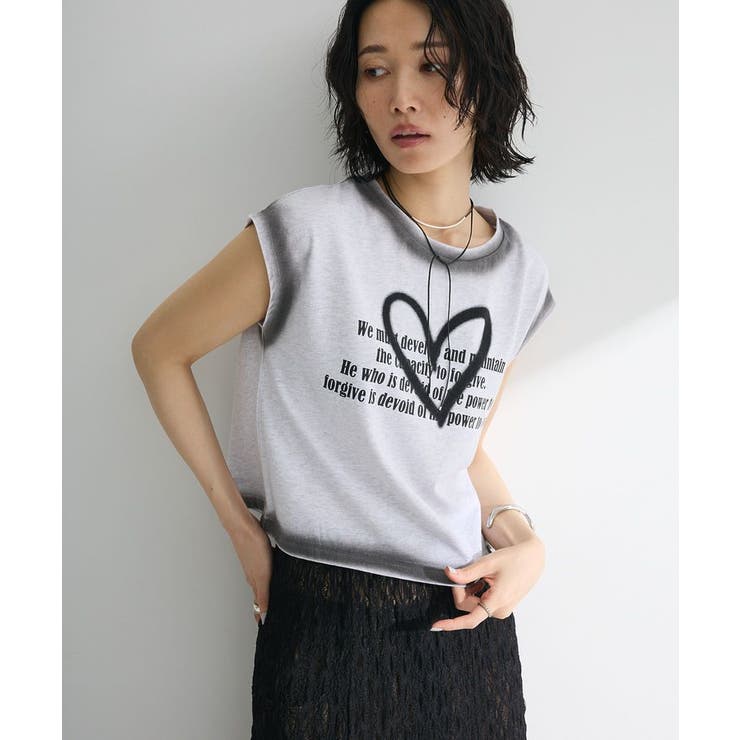 杢ホワイト | ・swing by ハートロゴフレンチTEE | Green Parks 