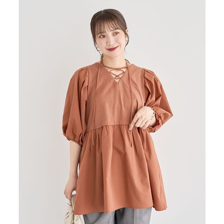 ブラウン | ・ELENCARE DUE 2wayボリュームチュニック | Green Parks 