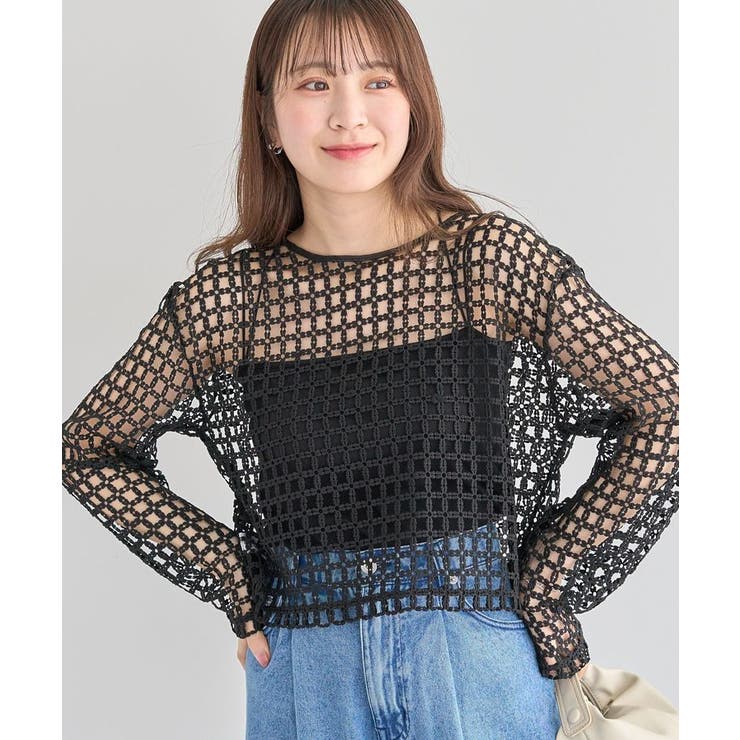 ブラック | ・SUGAR SPOON 2wayフラワーメッシュカーデ | Green Parks 