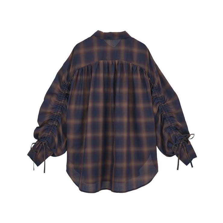 ELENCARE DUE チェックギャザーシャツ[品番：GRPW0049909]｜Green 