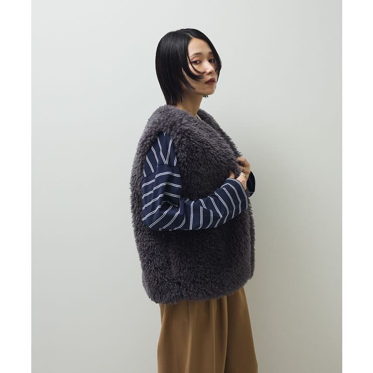 ・ELENCARE DUE シープファーロングベスト | Green Parks  | 詳細画像16 