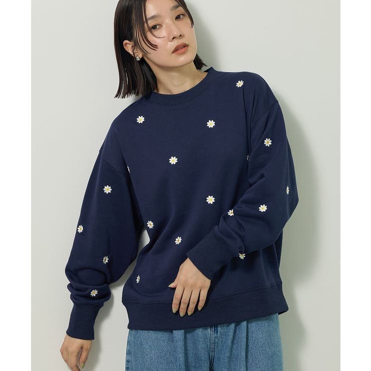 【超人気】GOLF刺繍スウェット 深緑×ネイビー ARCHITECT Lサイズ swing by デイジー刺繍スウェット[品番：GRPW0050077]｜Green Parks