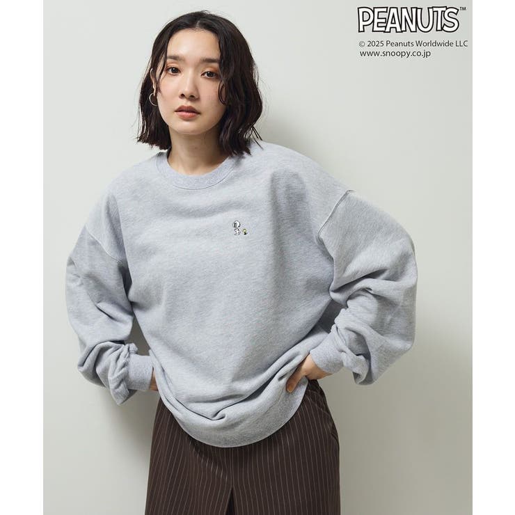 □PEANUTS スヌーピーミニ刺繍スウェット[品番：GRPW0050265]｜Green