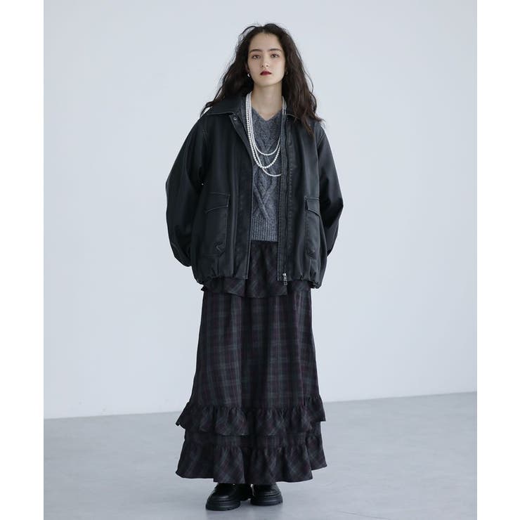 ■ESCAR チェックペプラムフレアスカート | Green Parks  | 詳細画像2 