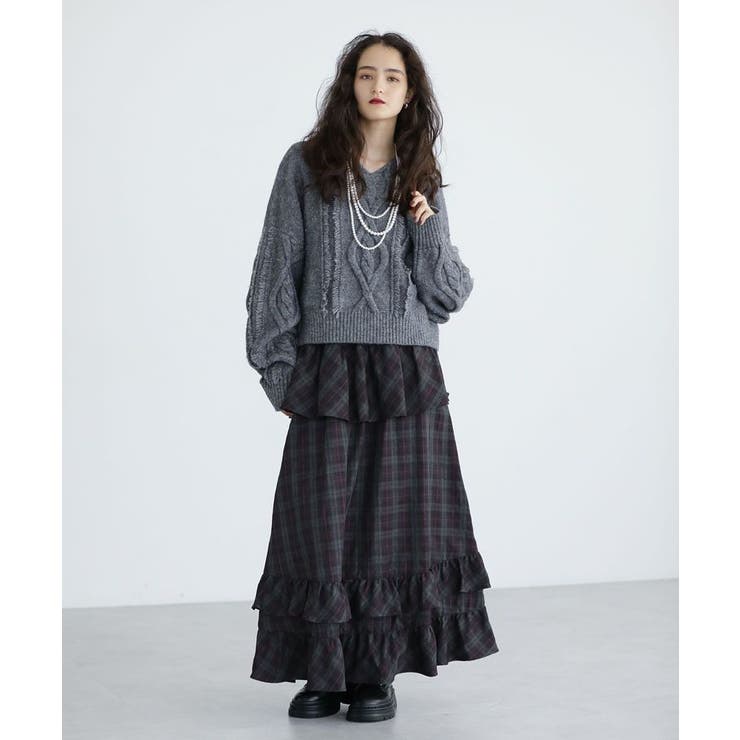 ■ESCAR チェックペプラムフレアスカート | Green Parks  | 詳細画像3 