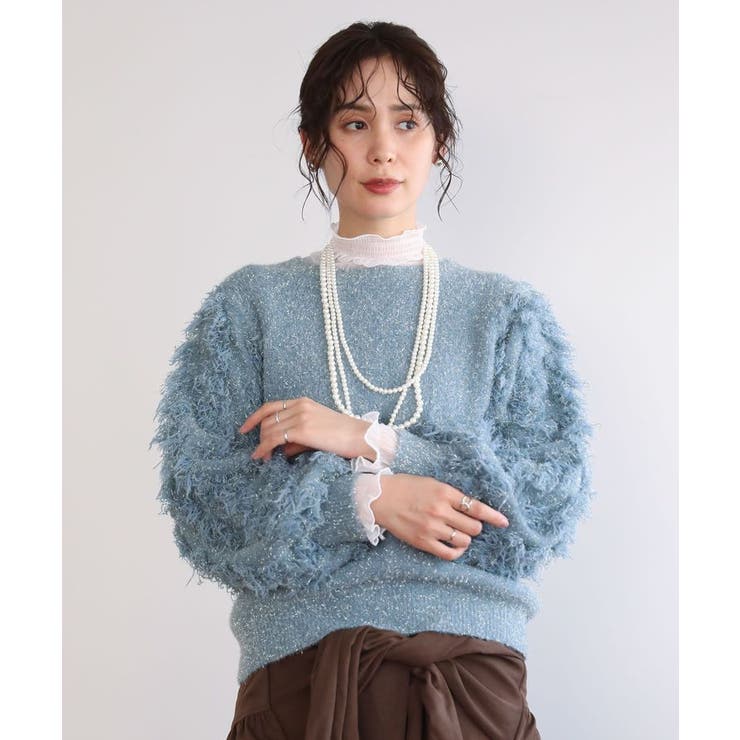 ・furry rate ラメフェザー袖フリンジニット | Green Parks  | 詳細画像15 
