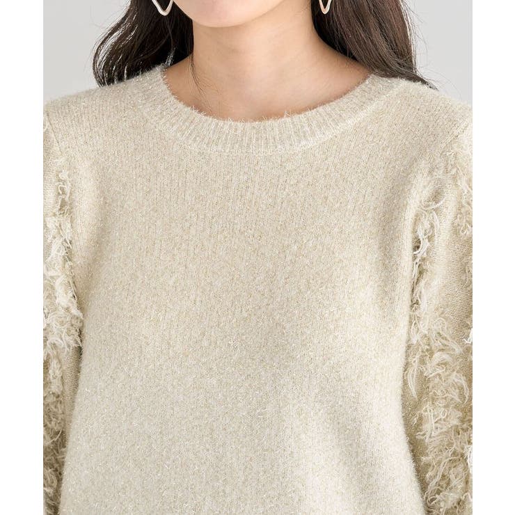 ・furry rate ラメフェザー袖フリンジニット | Green Parks  | 詳細画像24 