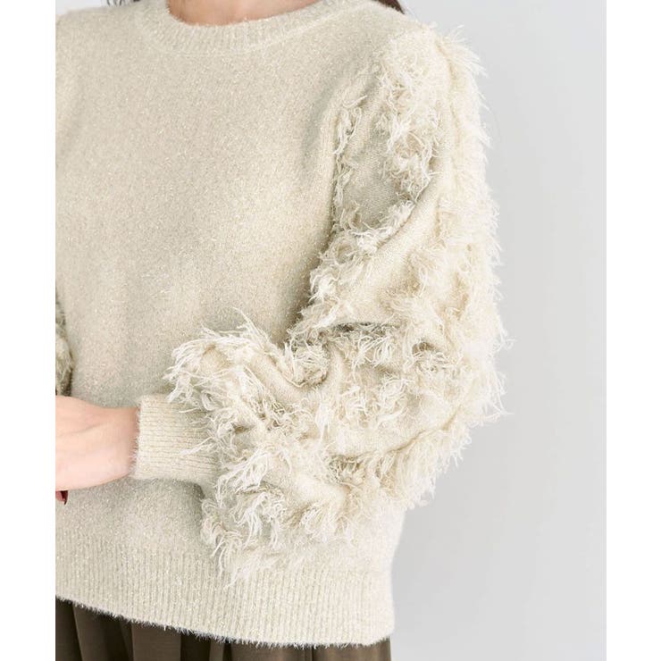 ・furry rate ラメフェザー袖フリンジニット | Green Parks  | 詳細画像25 