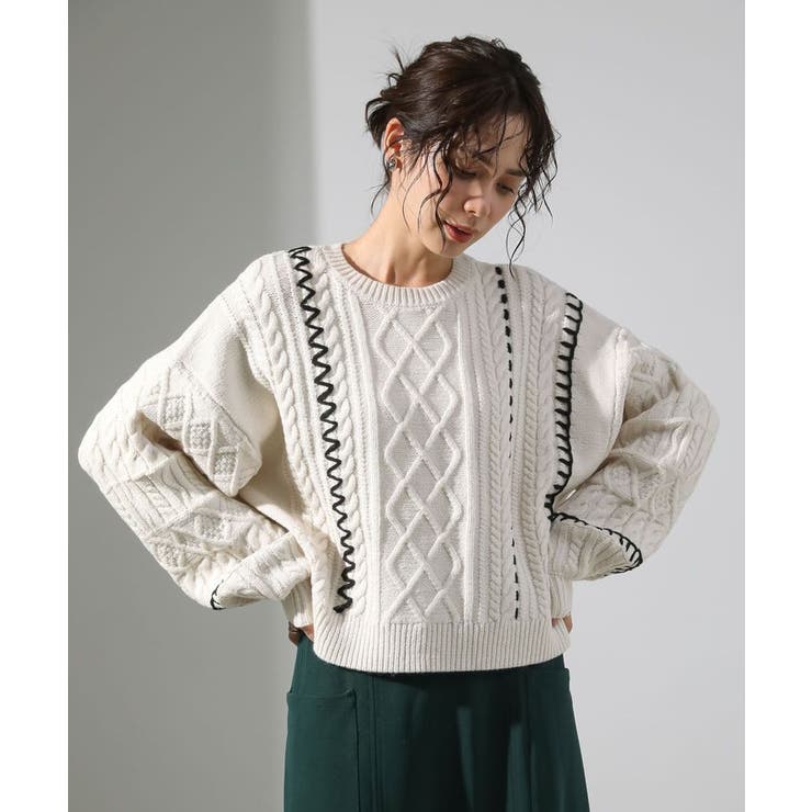 ・ELENCARE DUE ハンドステッチケーブルニット | Green Parks  | 詳細画像15 