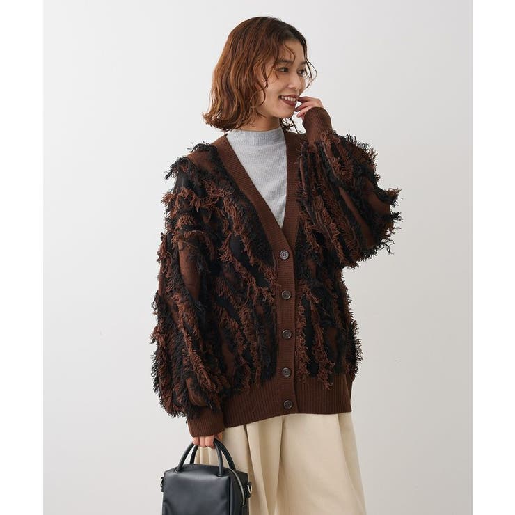 ・ELENCARE DUE フリンジジャカードカーディガン | Green Parks  | 詳細画像6 