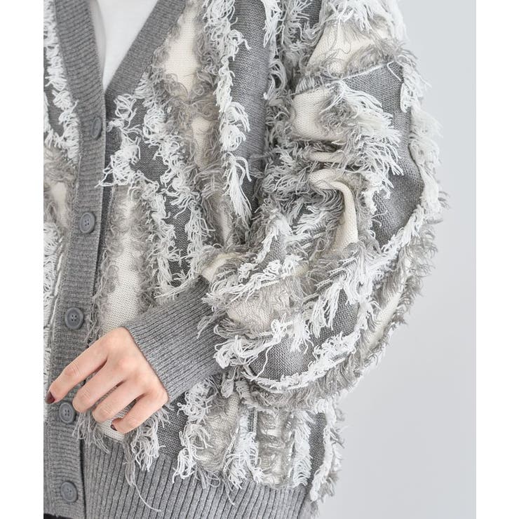 ・ELENCARE DUE フリンジジャカードカーディガン | Green Parks  | 詳細画像21 