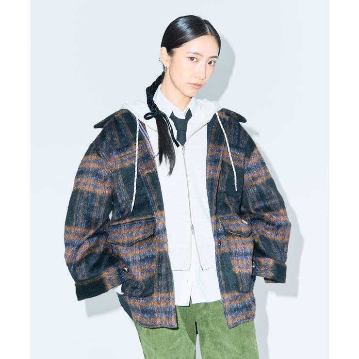 □WITH KURUMI NAKATA チェックジャケット[品番：GRPW0050498]｜Green
