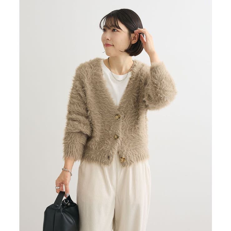 グレーベージュ | ・Petit Fleur シャギーニットカーディガン | Green Parks 