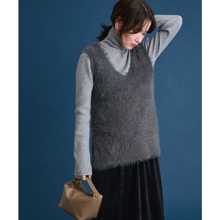 チャコールグレー | ・Petit Fleur シャギーニットベスト | Green Parks 